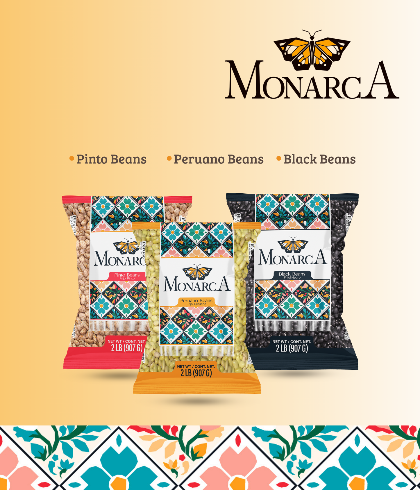 Monarca Heritage Bean Trio – Peruano, Pinto & Black Beans