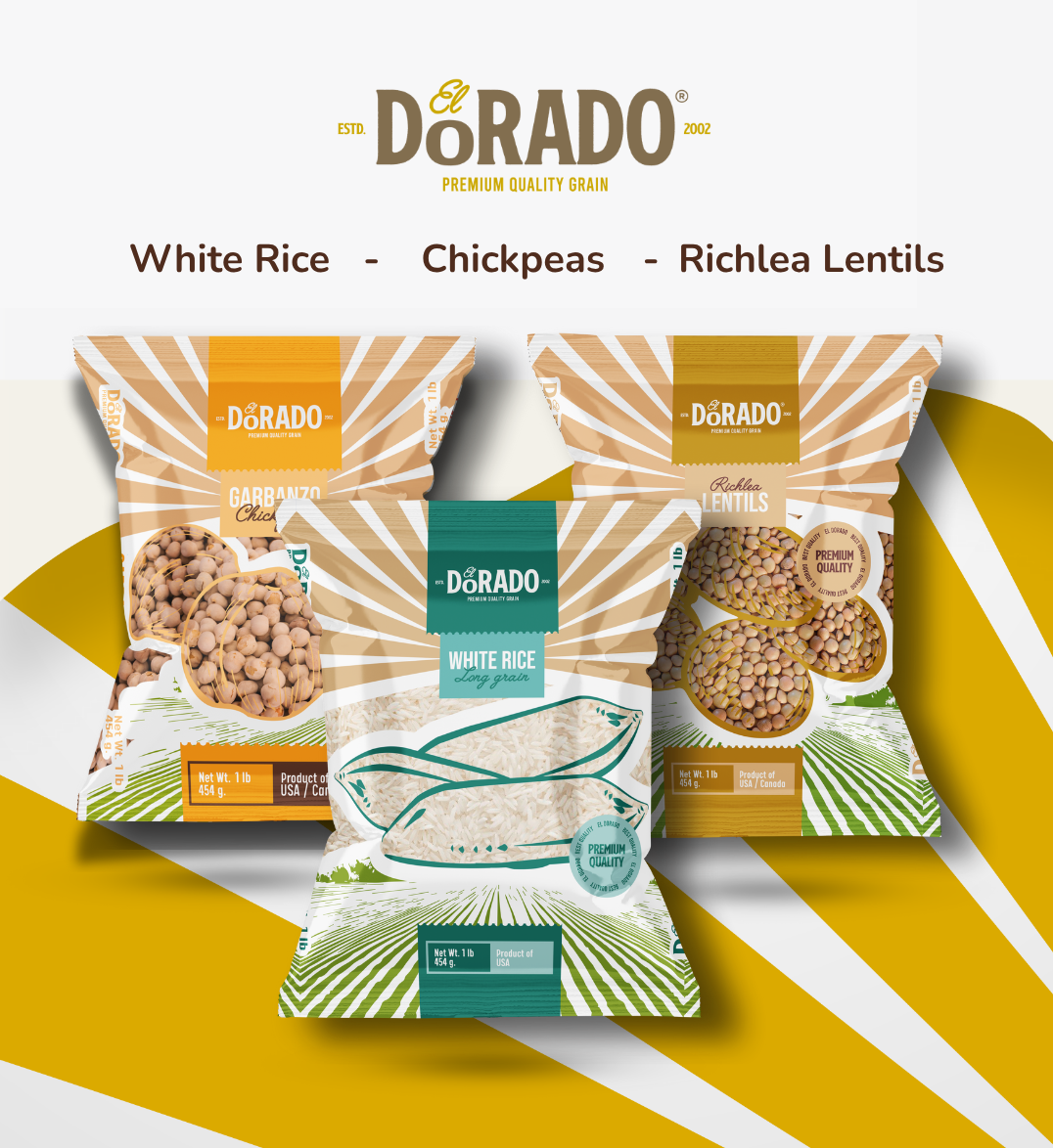 Trío de Legumbres El Dorado - 12 lbs "Lentejas Richlea / Garbanzos / Lentejas Rojas" (3 bolsas).