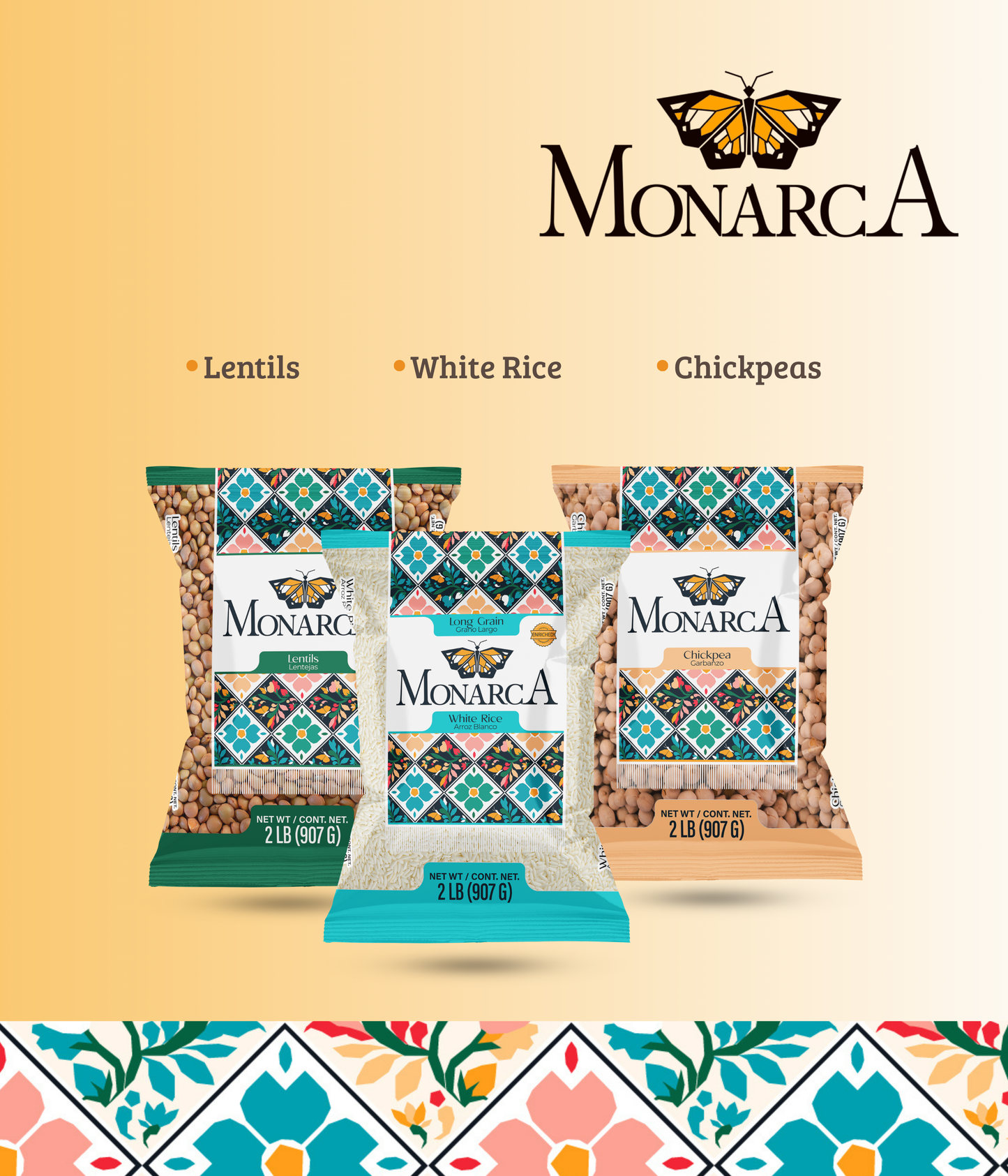 Monarca Balanced Grain & Legume Pack – Lentils, White Rice & Chickpeas